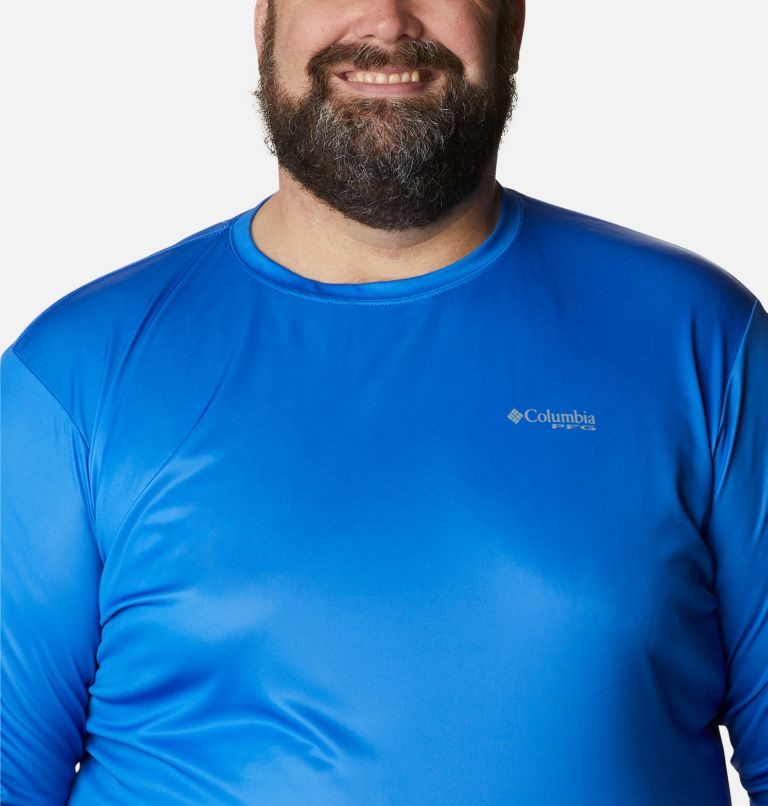 Men's Columbia PFG Terminal Tackle State Triangle Long Sleeve Sweatshirts Blue | Plus Size CA-BA0LC
